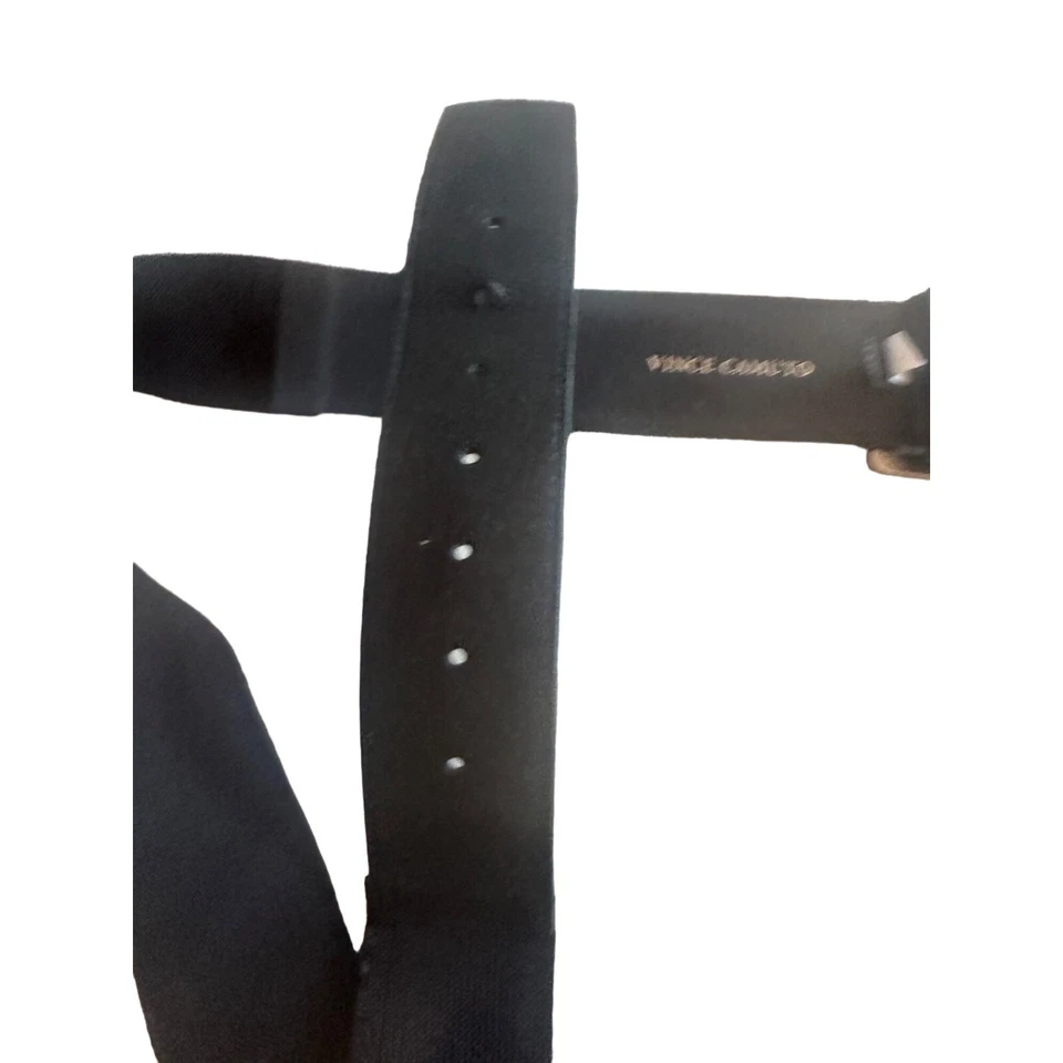 Cinturón Vince Camuto Negro Elástico Cuero Borde Talla Grande Foto 4 de 4