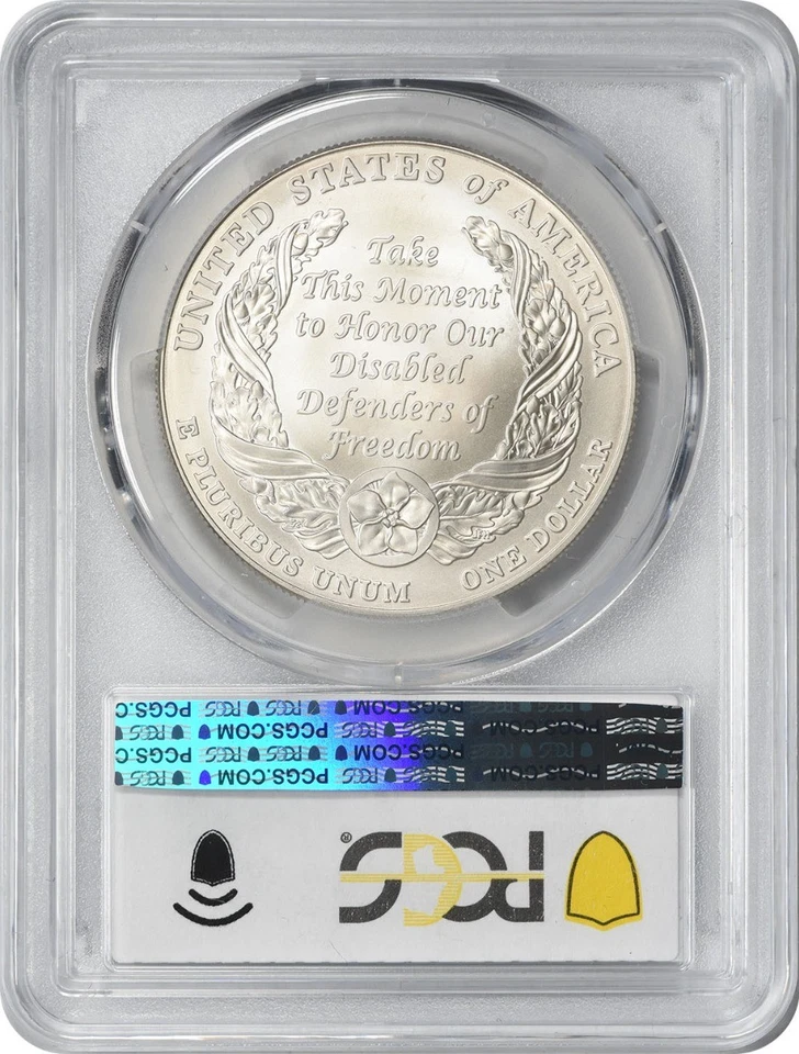 2010-W Disabled Veterans Silver Commemorative Dollar MS69 PCGS Mint State 69 - Image 2 of 2