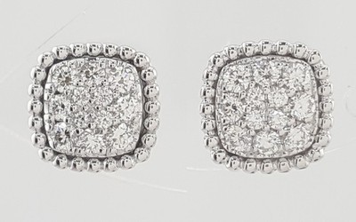 Runde Brillant Diamant Cluster Ohrstecker 0,26 ct 14k Weißgold 2,6 Gramm