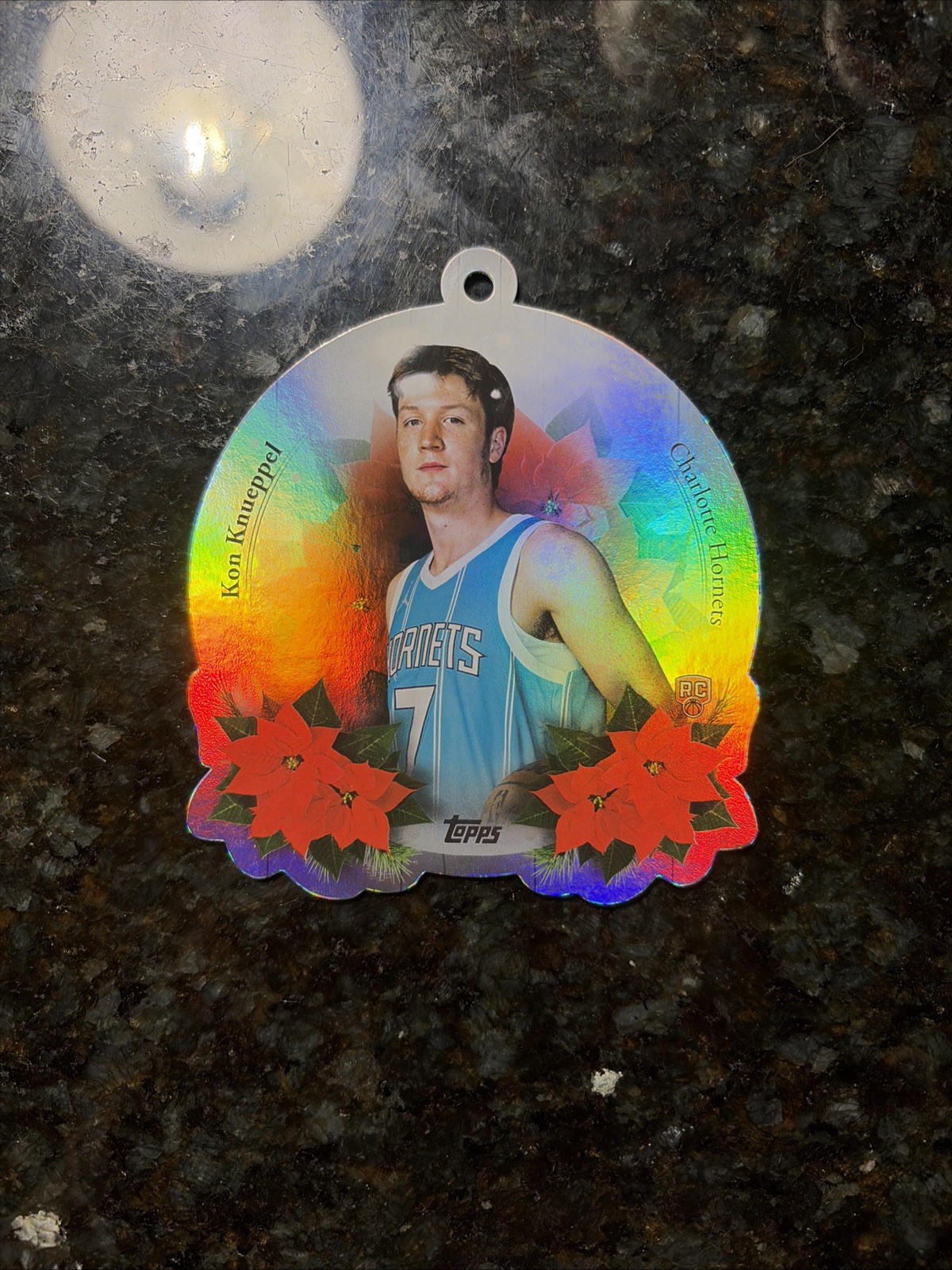2025 Topps Holiday Kon Knueppel RC Die-Cut Ornament Card #DCO-KK Hornets