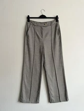 Mint Velvet High Waist Straight Houndstooth Thick Trousers Size 12 Regular