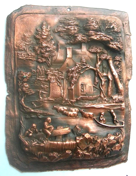 Duo de plaques de décoration murale en cuivre Faisan. (Gebraucht) in