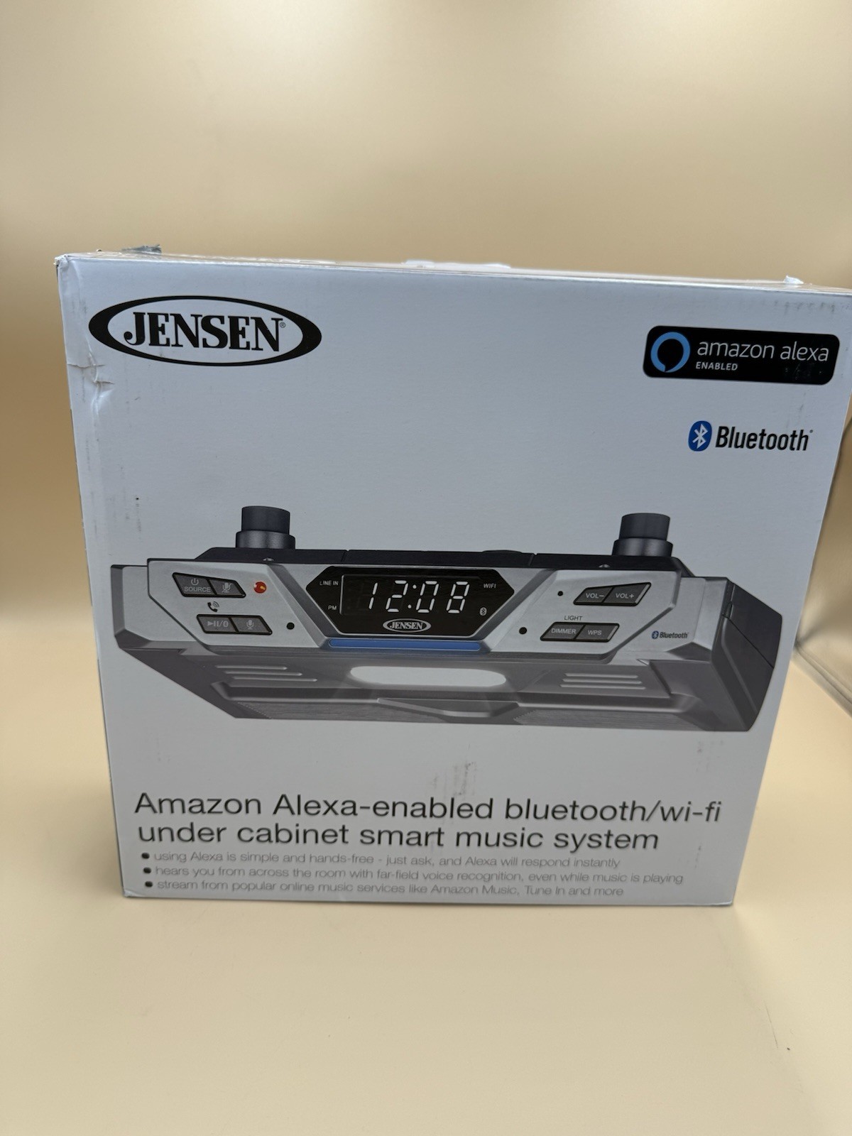 Jensen JAS-725 Amazon Alexa Under Cabinet Bluetooth Music Sy