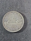 1952 CANADA $1 SILVER no water lines (0.6 oz ASW, 0.80 fine. Solid XF/AU  stk#P4
