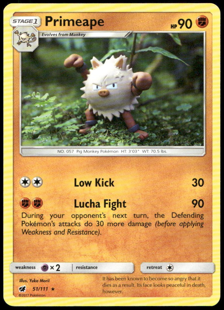 Primeape 51/111 Rare Crimson Invasion Pokemon Near Mint