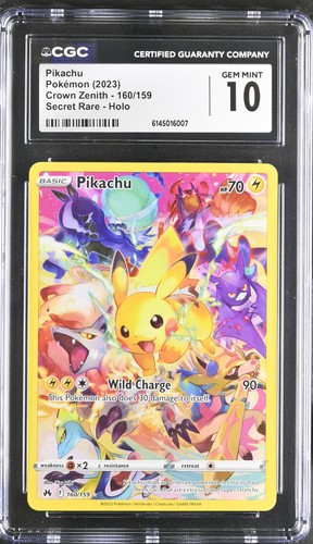 *CGC 10* Pikachu #160/159 Pokemon Crown Zenith Secret Rare GEM MINT