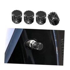 Bling Car Tire Valve Stem Caps, 4PCS Crystal Rhinestone Vehicle Tyre Black