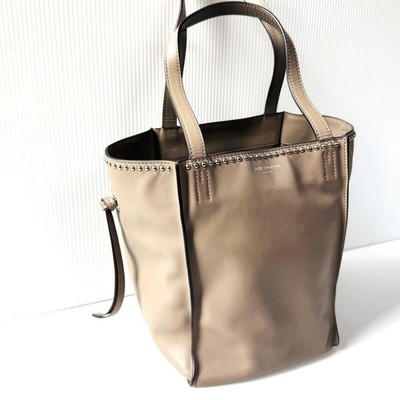 【ほぼ未使用】J&M Davidson / BELLE With Studs J&M Davidson Belle Studded Leather Tote Bag Charcoal Gray Women's