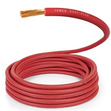 TEMCo 6 Gauge AWG 85 Ft Red Flexible Copper USA Welding Cable Battery Wire