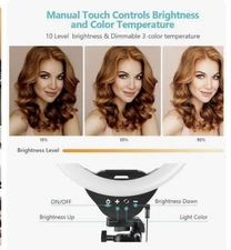 LETSCOM F-533 10.2" Selfie Ring Light Dimmable with Tripod Stand, 2Phone Holders