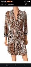 Womans Donatella Studio Short Leopard Print Bath Robe Sz L XL