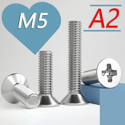 Phillips Machine Screws Countersunk Flat Head Bolts M5 Din 965 A2 Stainless