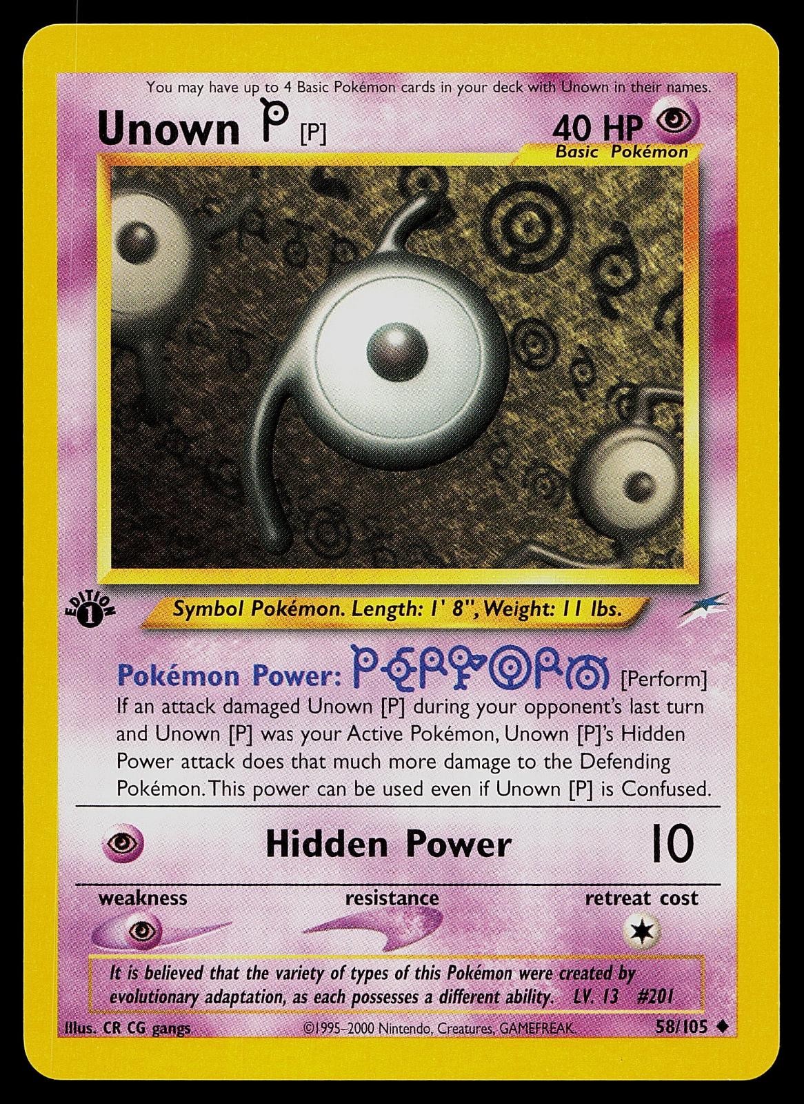 Pokemon Card - Unown [P] Neo Destiny 58/105 1st Edition Uncommon