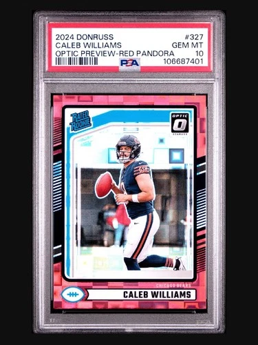 2024 Panini Donruss Caleb Williams #327 Optic Preview Red Pandora PSA 10