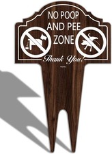 No Poop and Pee Zone Sign Double Sided Clean Up After Your Dog wooden,brown