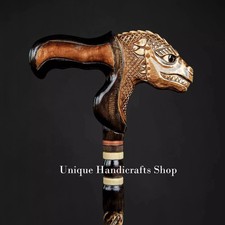 Lizard handle wooden walking stick hand carved for men women walking cane animal