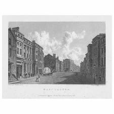MANCHESTER View in the City - Antique Print 1829