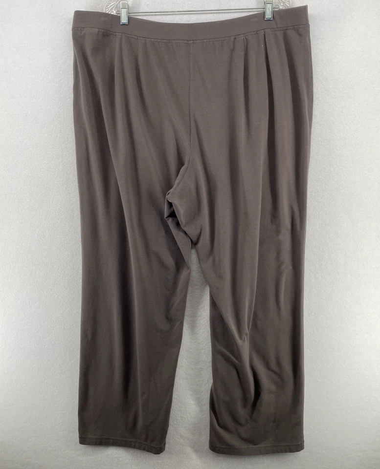 EILEEN FISHER Pants 3X Organic Cotton Stretch Jersey Straight Pull On Gray USA - Image 3 of 4