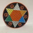 Vintage 1960's Ohio Art Red Tin Chinese Checkers & Checkers Board Game