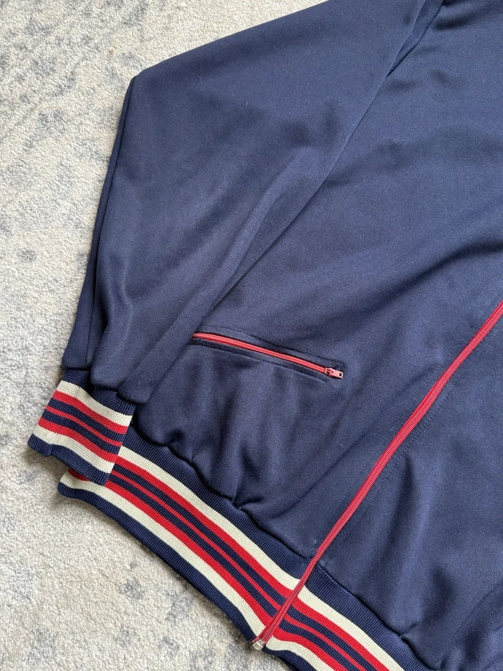 复古 Jog Joy 轨道夹克 80 年代 L 码海军蓝 — 第 4/4 张图片