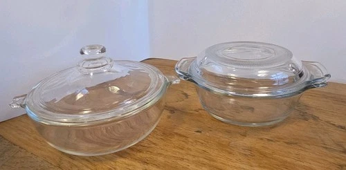 Vintage PYREX #019 Clear Glass 20oz AND Anchor Hocking Baking Dishes with Lids
