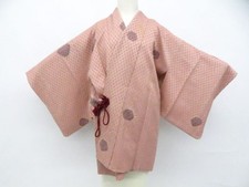 JAPANESE KIMONO MICHIYUKI COAT DUSKY PINK 83cm 2 ft 9 in PURE SILK AA8117