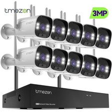 TMEZON Wireless 10x 3MP Security IP Camera System 10CH NVR WIFI AI Two Way Audio