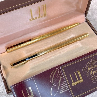 Vintage Dunhill Kugelschreiber & Füllfederhalter Gemline Gold Finish 2er Set mit Box