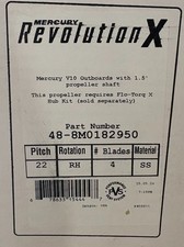 Oem Mercury Rev X Rh 22 Pitch 4 Blade Stainless Steel Propeller 48-8m0182950