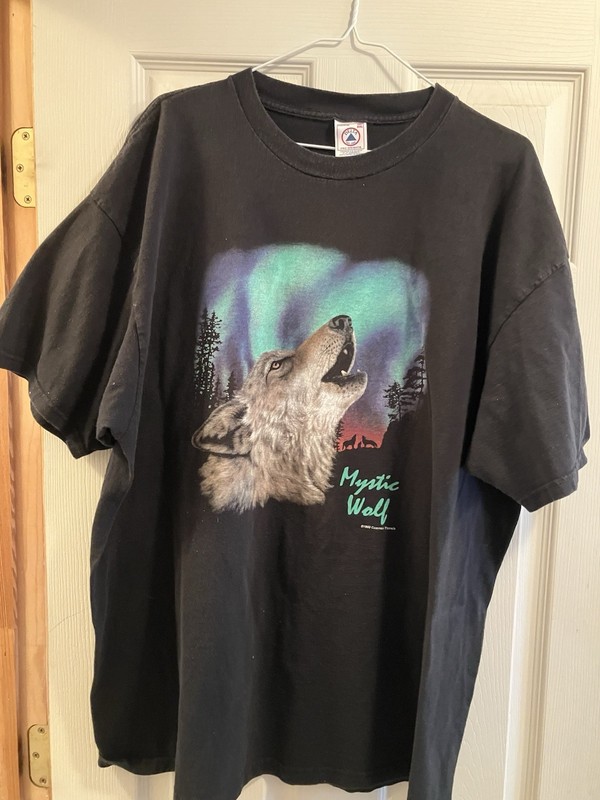 The Majestic Wolf Graphic Black T-Shirt XXL Vintage 1999 Common Threads