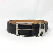 Handmacher Dress Belt Mens Size 40 Dark Brown Leather Made Italy Brass Buckle