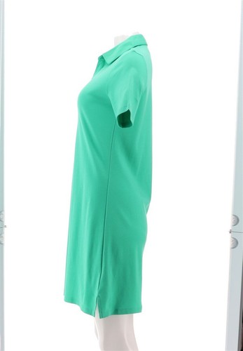 Isaac Mizrahi Essentials Cotton Split Neck Dress Bright Seafoam XS NWOT (871) - Picture 3 of 9