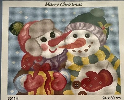 Printed needlepoint tapestry Canvas Merry Christmas Orchidea 24x30 cm