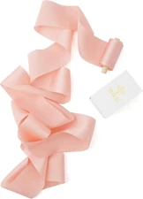 MEEDEE Blush Silk Ribbon - 2 Inch Pink Silk Hair Ribbon, 5 Yards on Spool - Perf
