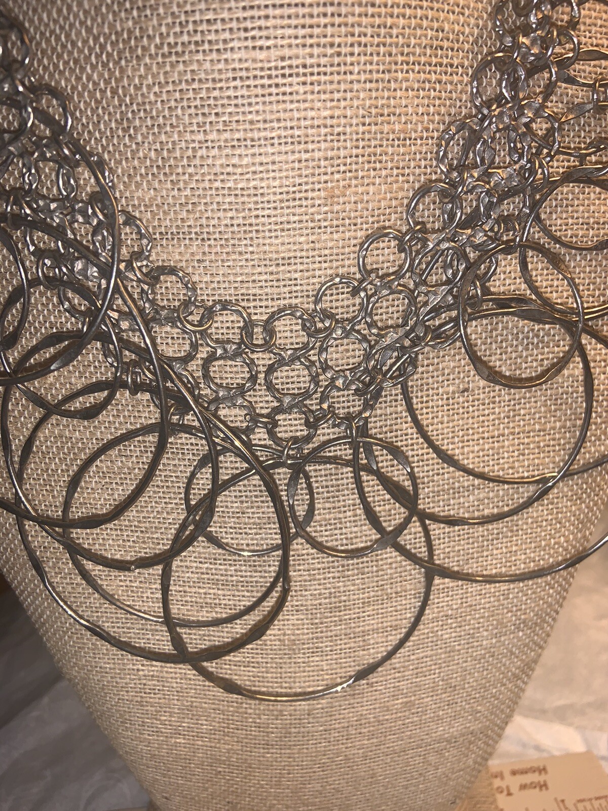 Silver Tone Chain and Circle Statement Necklace - image 2