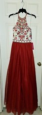 Brand New Blondie Nites Women's Tulle Crimson Red Halter Party/Prom Gown Size 9