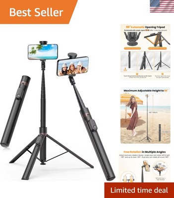 360° Rotatable Selfie Stick Tripod with Magnetic Remote for Stable Photography