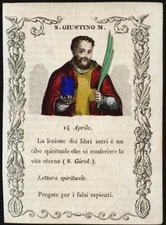 santino engraving 1800 S.GIUSTINO PHILOSOPHO M. dip. hand