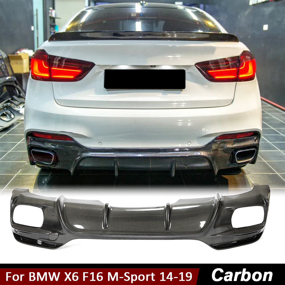 For BMW X6 F16 M-Sport 2014-2019 Carbon Fiber Rear Bumper Diffuser Lip Body Kit