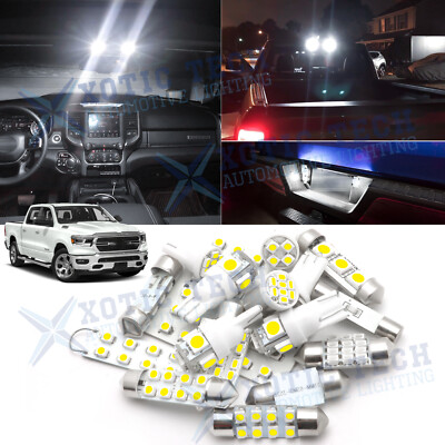 White LED Interior Map Dome License Lights Pkg Deal for Ram 1500 2500 2019-2020