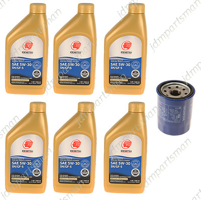 Genuine Oil Filter + IDEMITSU 5W-30 Synthetic Oil (6-Qts.) for Honda & Acura