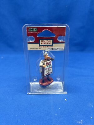 LEMAX CHRISTMAS VILLAGE TOWN CRIER SANDWICH BOARD FIGURINE