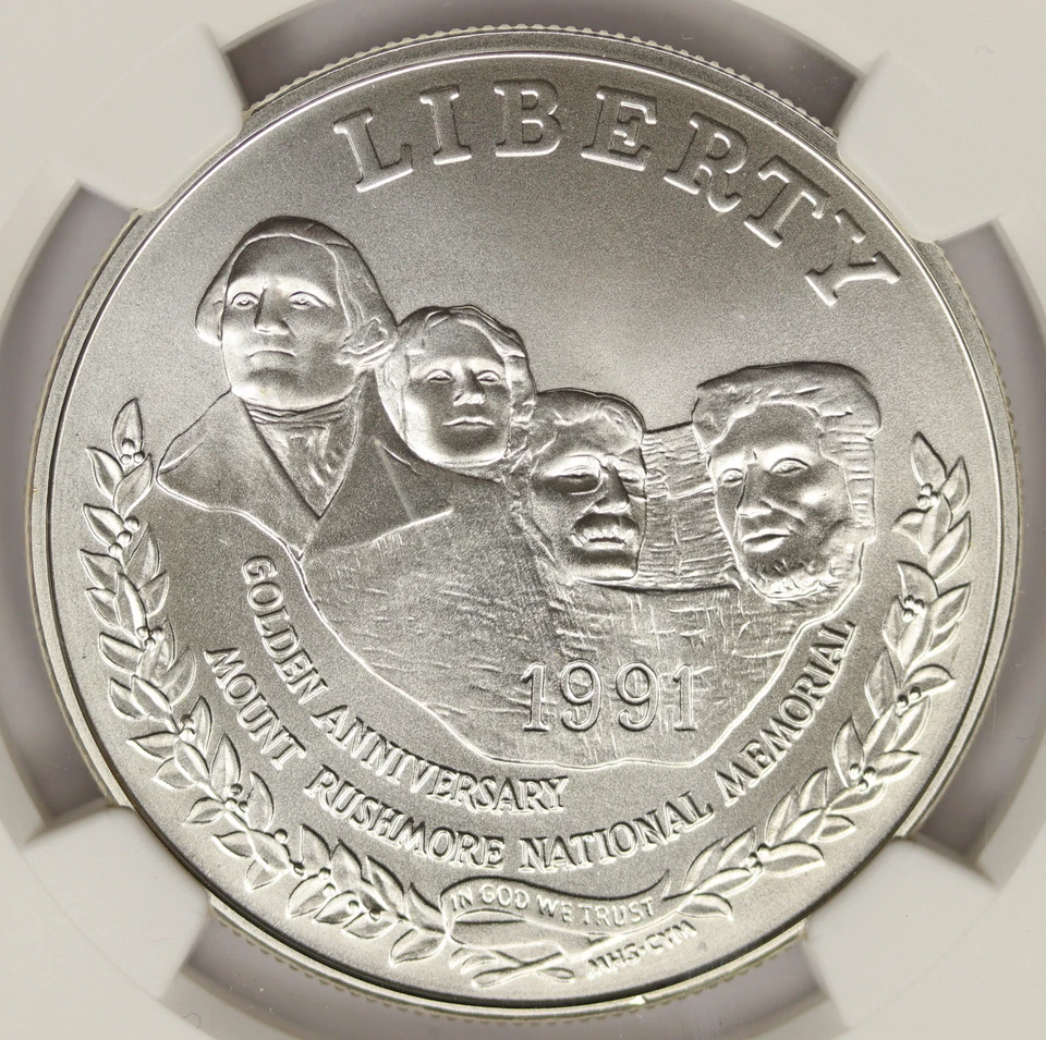 1991-P Mount Rushmore Silver Dollar $1 NGC MS70 - Image 3 of 4