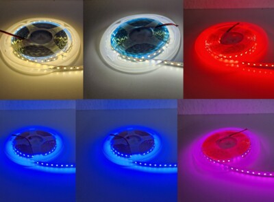 LED Stripe 5 Meter 2835 12V Warmweiß Weiß Rot Blau Iceblau Rosa Netzteil