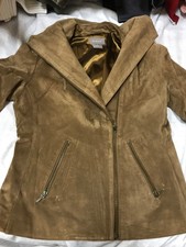 Kenar Lady Brown 100% Leather Zipper Up Jacket Top Size 8