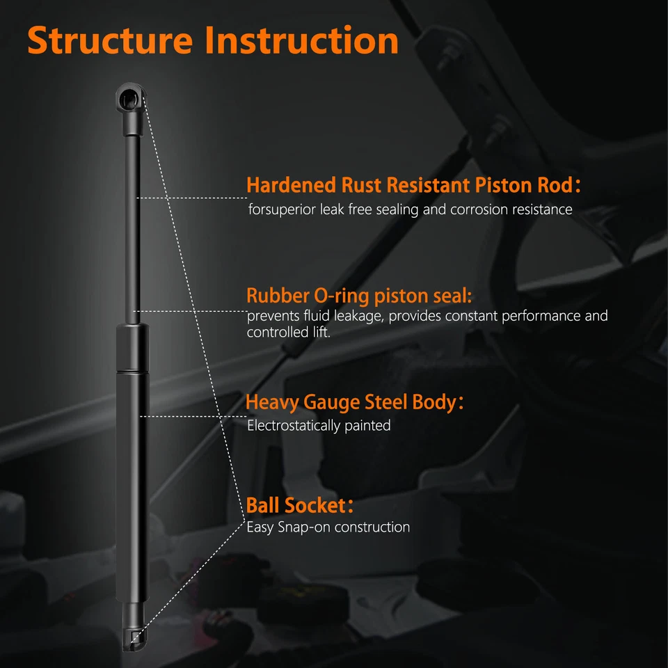 2Pcs Rear Trunk Gas Springs Lift Supports Struts Fits 2001-2006 Dodge Stratus - Image 2 of 4