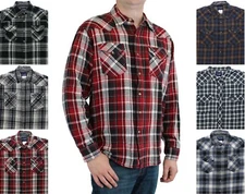 Wrangler Men's Retro Shirt Western Yolk Long Sleeve Sawtooth Snap Pockets Plaid