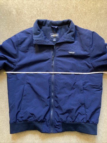 Lands End Squall Jacket Men Medium Navy Fleece Lined Zip Nylon - Picture 2 of 7