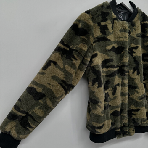 Rino & Pelle Bomber Jacket Faux Fur Camo Size 38 Small Womens Plush Streetwear - Picture 6 of 13