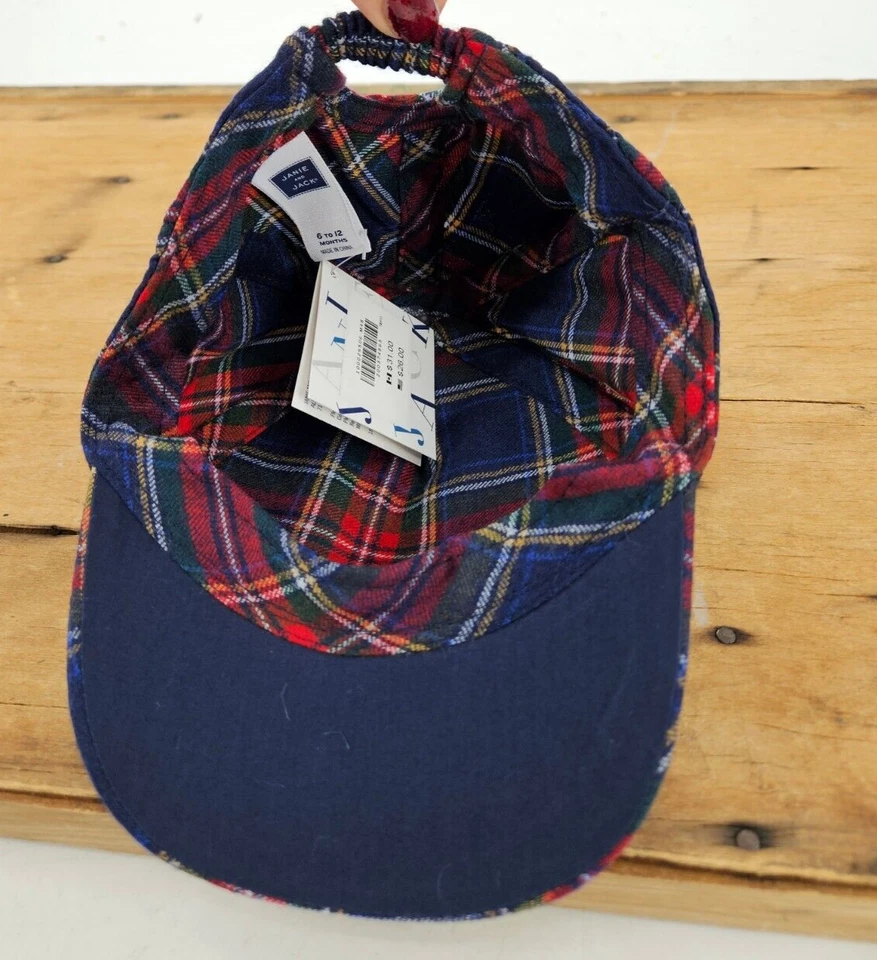 Nuevo Janie and Jack Gorra Roja a Cuadros Niños 12 a 24 Meses Sombrero Verde Azul Foto 3 de 4